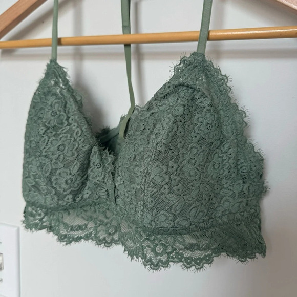 aerie Sage  Green Lace Triangle Bralette - Picture 3 of 5